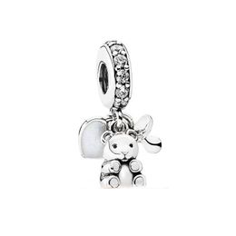 Andora Precious 925 Silver String Bears Pendant Diamond Pendant Necklace Couple Jewellery Qi xi Valentine's Day Gift