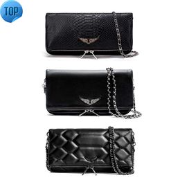 Pochette Rock Swing Your Wings bag womens tote handbag Shoulder man Genuine Leather Zadig Voltaire wing chain Luxury fashion clutch flap Cross body bagsg