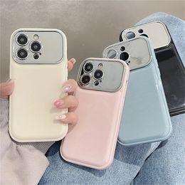 Cell Phone Cases Luxury Plating Large Window Camera Protective Candy Color Soft Case For iPhone 15 14 Pro Max 13 12 11 Cute Silicone Cover 231021