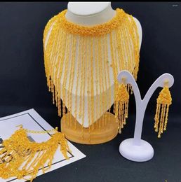 Necklace Earrings Set 24K Gold Plated Women's Jewelry Bracelet Three Piece YY20236