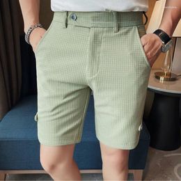 Men's Shorts Men Summer Korean Fashion Business Casual Chino Office Waffle Breathable Clothing Solid Colour 36