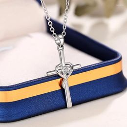 Pendant Necklaces CAOSHI Chic Fashion Cross Necklace For Women Silver Colour Jewellery Lady Trendy Party Accessories With Bright Zirconia