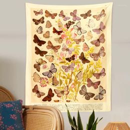 Tapestries Butterfly Reference Chart Tapestry Wall Hanging Vintage Botanical Aesthetic Room Decor Mandala Decoration Mural Tapiz