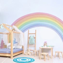 Wall Stickers Large Rainbow Pastel Wall stickers Mural Nursery Kids Room Wall Decals Baby Shower Playroom Decorations Baby Boy Girl Gift 231020