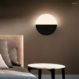 Wall Lamp Minimalist Bedside Led For The Bedroom Corridor Living Room Stair Modern Round Interior Light Decor