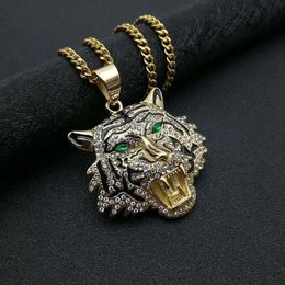 Chokers Stainless Steel Hip Hop Blinganimal Tiger Bottle Opener Pendant Collar Chains Necklace for Men Women Gift Fashion Jewel 231021