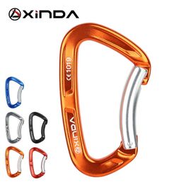 Carabiners XINDA Top Quality Professional 25KN Rock Climbing Bent Quickdraw Spring-loaded Gate Aluminum Carabiner Outdoor Equipment 231021