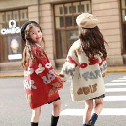 Cardigan Girls Embroidered Wool 100 Warm Winter Clothes Knitted Sweater Teen Cotton Long Sleeve Single Breasted Cute Coats 231021