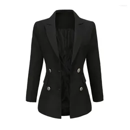 Women's Suits 2023 Est Fashion Designer Blazer Jacket Shawl Collar Double Breasted Lion Buttons Slim Fitting