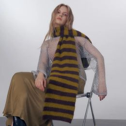 Scarves Original Niche Colour Scheme Imitation Classic Striped Knitted Wool Muffler for Women Autumn Winter Soft Warm Scarf Female Shawl 231021