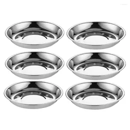 Dinnerware Sets 6Pcs Banquet Plates Round Design Dishes Kitchen Containers Deepen (Silver)