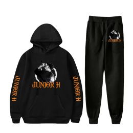 Rapper Junior H Tracksuit Men Sets Fashion Sporting Suit Hooded Sweatshirt +Sweatpants Mens Clothing 2 Pieces Set Y2K Clothes