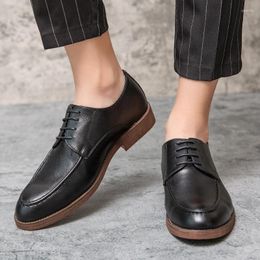 Dress Shoes Elegant Work Footwear Drop Men's Brand Leather Formal Oxfords Fashion Retro Lace Up