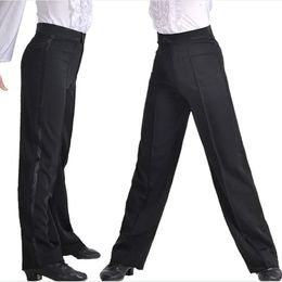 Men's Pants Latin Dance Men Modern Ballroom Performance Boys Black Satin Trousers Dancer 231020