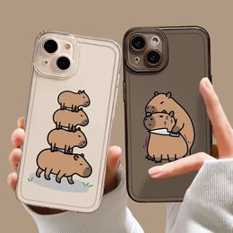 Cell Phone Cases Cute Capybara Case for IPhone 15 14 13 12 11 Pro Max Mini X XS MAX XR 7 8 Plus Fundas Funny Animal Transparent Soft Covers 231021