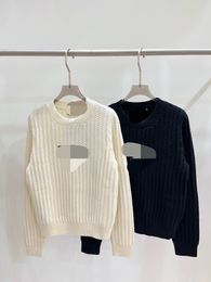 1018 2023 Autumn Brand SAme Style Sweaters Crew Neck Long Sleeve Black White Womens clothes Fashion fengjie