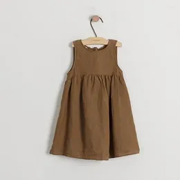 Girl Dresses 2023 Summer Girls Dress Cotton Linen Short Sleeve Children Clothes Cool And Breathable Princess