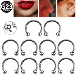 Stud 10Pcs ASTM F136 Horseshoe Rings Internal Thread Lip Nose Piercing Cartilage Helix Tragus Earrings Eyebrow Body Jewellery 231020