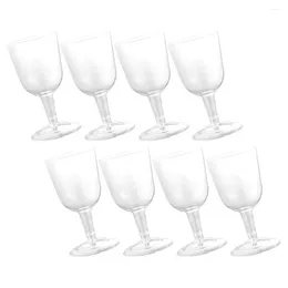 Disposable Cups Straws 8 Pcs Clear Plastic Dessert Glass Glitter Tumblers Goblet Parties Mug Glasses
