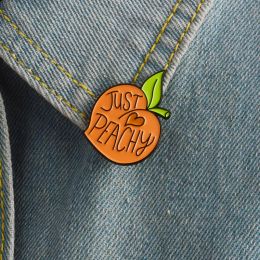 Cartoon peach enamel pins Fruit peachy badge brooch Lapel pin for Denim coat shirt bag Cute Jewellery Gift girl friend
