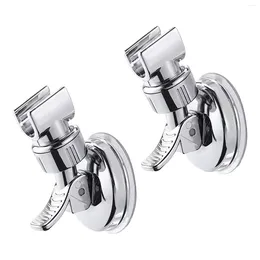 Bath Accessory Set 2pcs Shower Head Holder Removable Practical Suction Cup Smooth Chrome Adjustable Replacement Stable Sturdy No Drill For