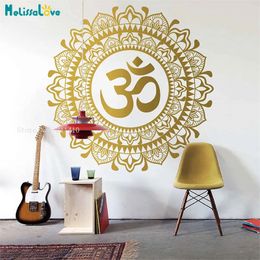 Wall Stickers Om Mandala Flower Wall Decal Meditation Vinyl Indian Home Decor Yoga Om Namaste Office Studio Decor Boho Art Murals YT4956 231020