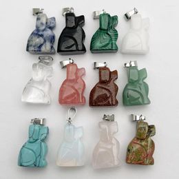 Pendant Necklaces Fashion Angel Carving Animals And Plants Natural Gem Stone Necklace For Jewelry Making Accessories 12pc