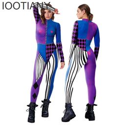 Clown Costume 3D Print Women Sexy Skinny Jumpsuit Carnival Cosplay Fancy Bodysuit 2023 Festival Party Elastic Rompers