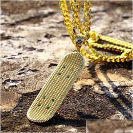 Pendant Necklaces Pendant Necklaces Mens Hip Hop Necklace Jewelry Sier Gold Cuban Link Chain Fashion Skateboard For Men Drop Delivery Dhubs