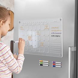 Fridge Magnets Daily Weekly Monthly Schedule Board for Home School Office Clear Acrylic Fridge Magnet Sticker Calendar Board Planner 231020