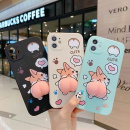 Cell Phone Cases Cute 3D Cartoon Peach Corgi Dog Buttocks Case For iPhone 6 6S 7 8 Plus X XS XR SE 11 12 13 14 Pro Max Mini Soft Silicone Cover 231021