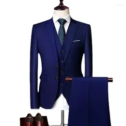 Men's Suits Business Casual Suit Three Piece Set With Two Button Slim Fit Groom For Men Mens 3