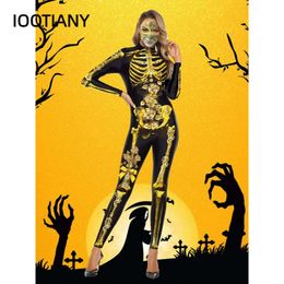 Skeleton Rose 3D Printed Bodysuit Adult Long Sleeve Cosplay Costume Elastic Carnival Halloween Party Jumpsuit