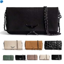 Luxury Pochette Rock Wings Zadig Voltaire bag top quality womens tote diamond Designer baguette Leather purse handbag chain clutch flap Cross body Shoulder bagsgk