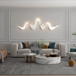 Wall Lamp Creative Wave Shape LED Shop Office Foyer Bedroom Lighting Fixtures Metal Acrylic 3 Changeable Dimming Drop