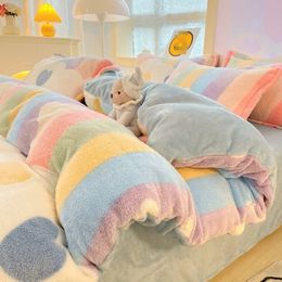 Bedding sets Winter Thick Warm Plush Comforter Cover Queen Sets Cartoon Quilt Bed Sheet Pillowcase 4pcs Luxury Linens 231020