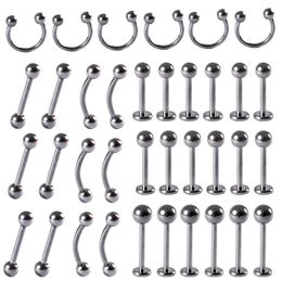 Stud 30PCS G23 Solid Labret Lip Ring Ear Tragus Cartilage Ring Horseshoe Barbell Eyebrow Ring Piercing Jewelry 231020