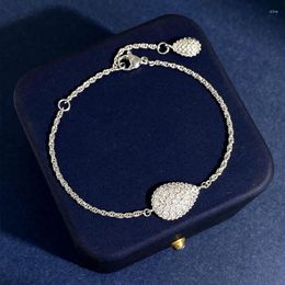 Link Bracelets High Qualit Silver Color Water Drop Full Zi'r'con Bead Edge Bracelet For Women Brand Jewelry (DJ2002)