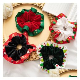 Party Favour Christmas Scrunchies Hairbands Veet Hair Ties Ropes Xmas Ribbon Bands Ponytail Holder Festival Gift Girls Accessories Dr Dhc1I