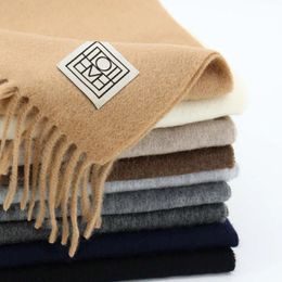 Scarves 100% Lamb Wool Scarf Solid Colour Plain Women Man Winter Warm Soft Neck Scarves Real Wool Shawl Brand Female Cashmere Scarf 231021