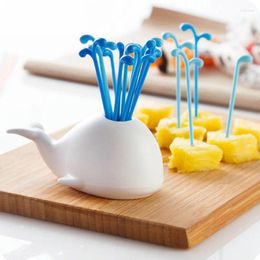 Forks 12Pcs/Set Home Animal Whale Fruit Sign Fork Multifunction Decoration Cute Spray Kitchen Gadgets