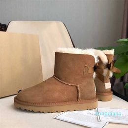 Designer snow ug boots australian women bailey dune Chestnut winter buckle fur Half Knee Short lady Sheepskin and wool Mini uggslie boots