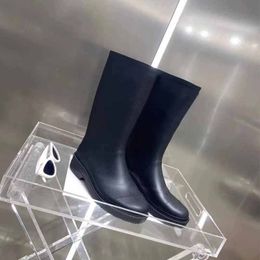 Outono inverno mulheres botas ocidentais macio couro elástico cinto designer bota alta 100% couro senhora plataforma carta sapato moda grossa sola sapatos femininos tamanho grande 35-41