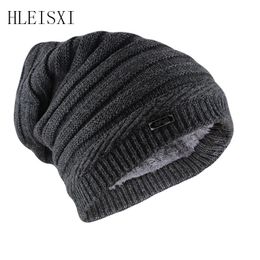 Wide Brim Hats Bucket HLEISXI Beanies Men Winter Knitted Hat Caps Fashion Women Adult Warm Bone Comfortable Brand Striped Skullies 231020