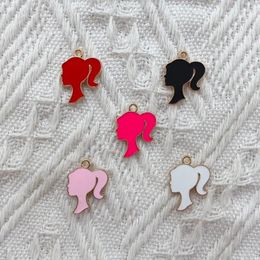 Charms 10pcs Enamel Cartoon Beautiful Girl Charming Jewelry Making Cute Earrings Pendant Bracelet Necklace Charm