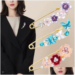 Pins Brooches Fashion Shawl Flower Brooch For Women High Quality Cor Tip Large Pins Jacket Anti-Glare Silk Scarf Buckle Jewellery Dro Dhhfm