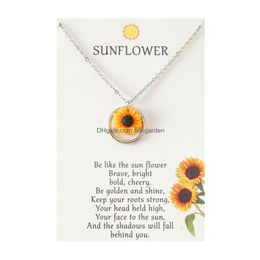 Pendant Necklaces Pendant Necklaces Fashion Metal Sunflower Necklace 2022 Trendy Personality Flower Charm For Women Girls Jewellery Drop Dhywd