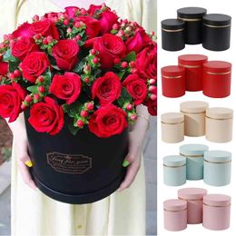 Gift Wrap 3Pcs/Set Round Flower Box Portable Floral Boxes Hug Bucket Storage Wedding Rose Party Gift Packaging Valentine's Day Decorations 231020