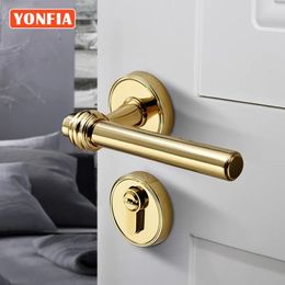 Door Locks YONFIA 8031 Antique Traditioinal PVD Gold Home Room Door Handle for Interior Door Lock Set for Bedroom Wood Door Handle Gold 231021