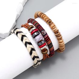 Charm Bracelets Punk Series Diy Braid Vintage Bracelet 4 PCS/SET Boho Style Lace Up Pulseras Friendship